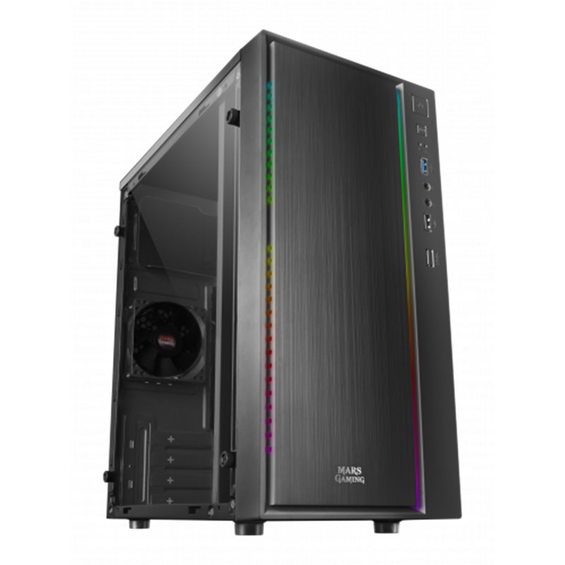 MARS GAMING MCM BLACK MICRO-ATX CASE, COMPACT, WINDOW, 16 MODES A-RGB, 1X 8CM FAN