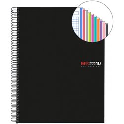 CUADERNO ESPIRAL NB-18 A5 200 HOJAS 5X5MM POLIPROPILENO NEGRO MIQUELRIUS 47044