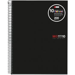 CUADERNO ESPIRAL NB-10 A4 200 HOJAS 5X5MM POLIPROPILENO NEGRO MIQUELRIUS 47009