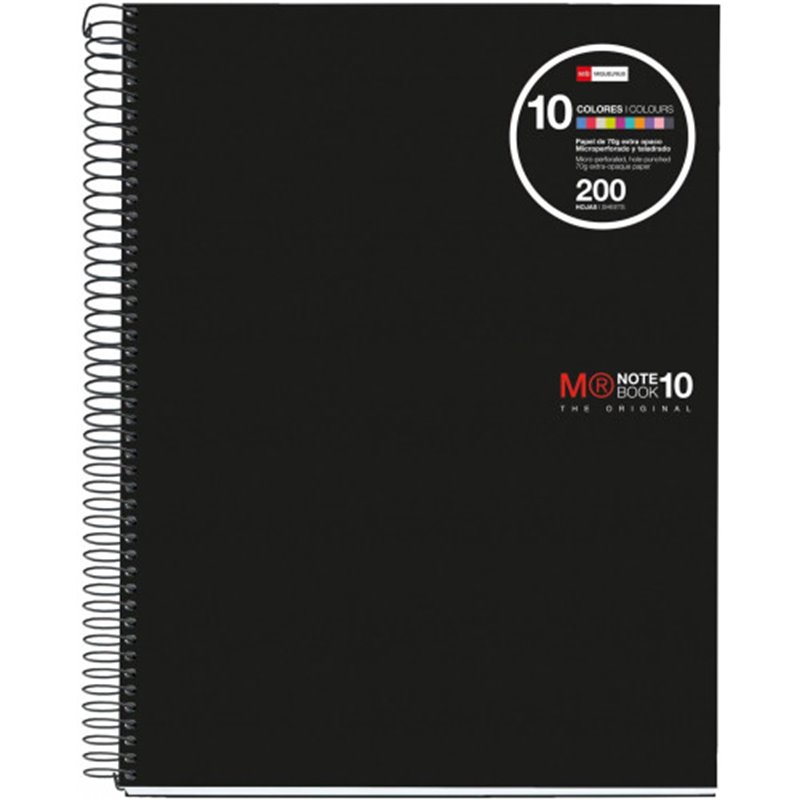 CUADERNO ESPIRAL NB-10 A4 200 HOJAS 5X5MM POLIPROPILENO NEGRO MIQUELRIUS 47009