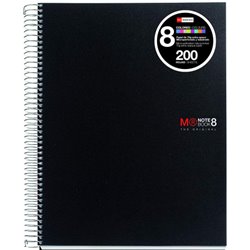 CUADERNO ESPIRAL NB-8 A4 200 HOJAS 5X5MM POLIPROPILENO NEGRO MIQUELRIUS 42006