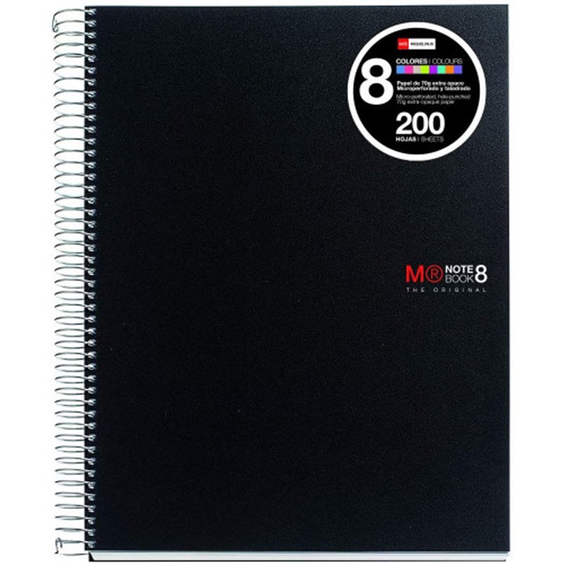 CUADERNO ESPIRAL NB-8 A4 200 HOJAS 5X5MM POLIPROPILENO NEGRO MIQUELRIUS 42006