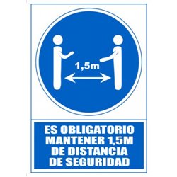 SEÑAL "OBLIGATORIO MANTENER 1,5M DE DISTANCIA DE SEGURIDAD" 210 X 297MM PVC AZUL ARCHIVO 2000 6173-15 AZ