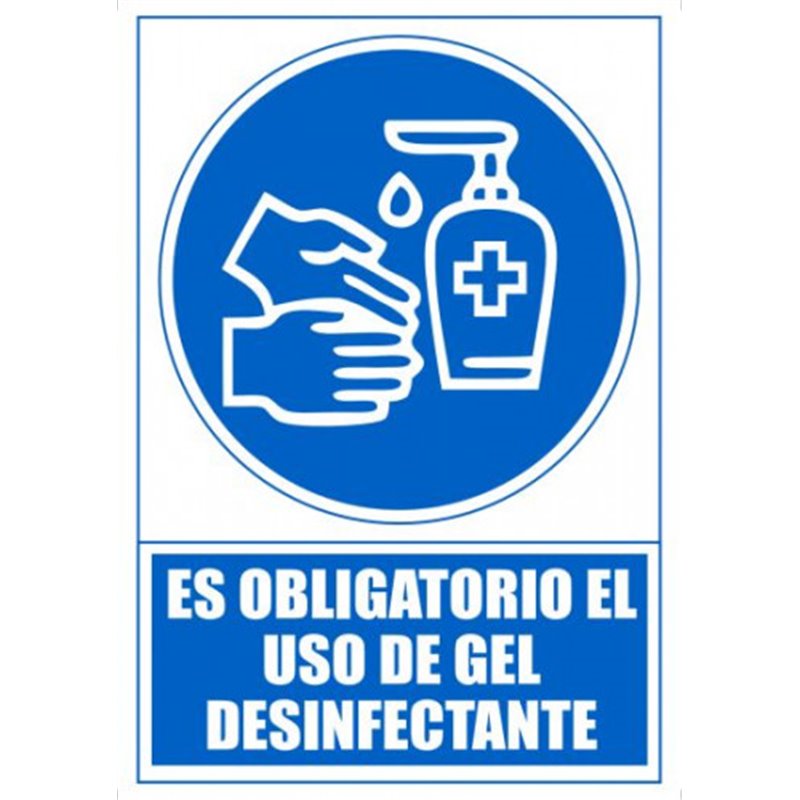 SEÑAL "OBLIGATORIO EL USO DE GEL DESINFECTANTE" 210 X 297MM PVC AZUL ARCHIVO 2000 6173-14 AZ