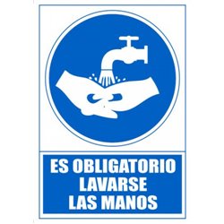 SEÑAL "OBLIGATORIO LAVARSE LAS MANOS" 210 X 297MM PVC AZUL ARCHIVO 2000 6173-13 AZ