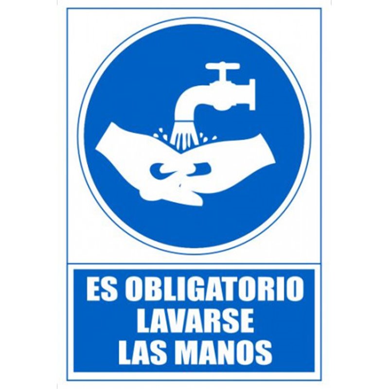 SEÑAL "OBLIGATORIO LAVARSE LAS MANOS" 210 X 297MM PVC AZUL ARCHIVO 2000 6173-13 AZ