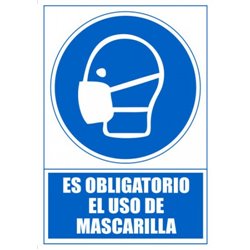 SEÑAL "OBLIGATORIO EL USO DE MASCARILLAS " 210 X 297MM PVC AZUL ARCHIVO 2000 6173-11 AZ