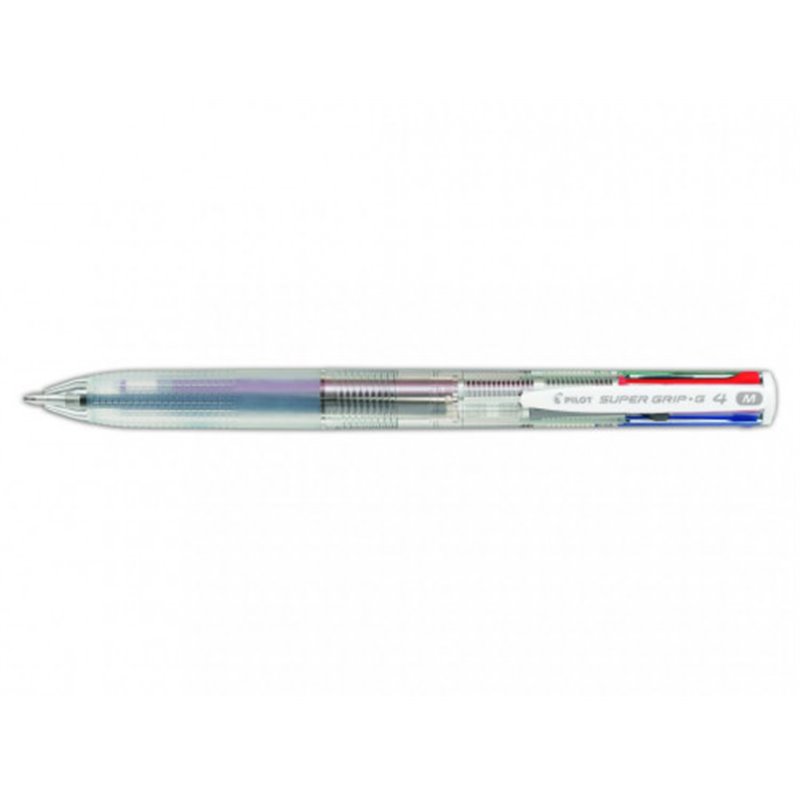 BOLIGRAFO SUPERGRIP G - 4 COLORES - CUERPO COLOR TRANSPARENTE PILOT BPKGG-35M-NC