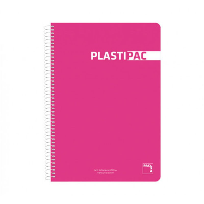 CUADERNO PLASTIPAC 90 GRS. TAPA POLIPROPILENO 4º 80 HOJAS LISO CON MARGEN SURTIDO PACSA 16573