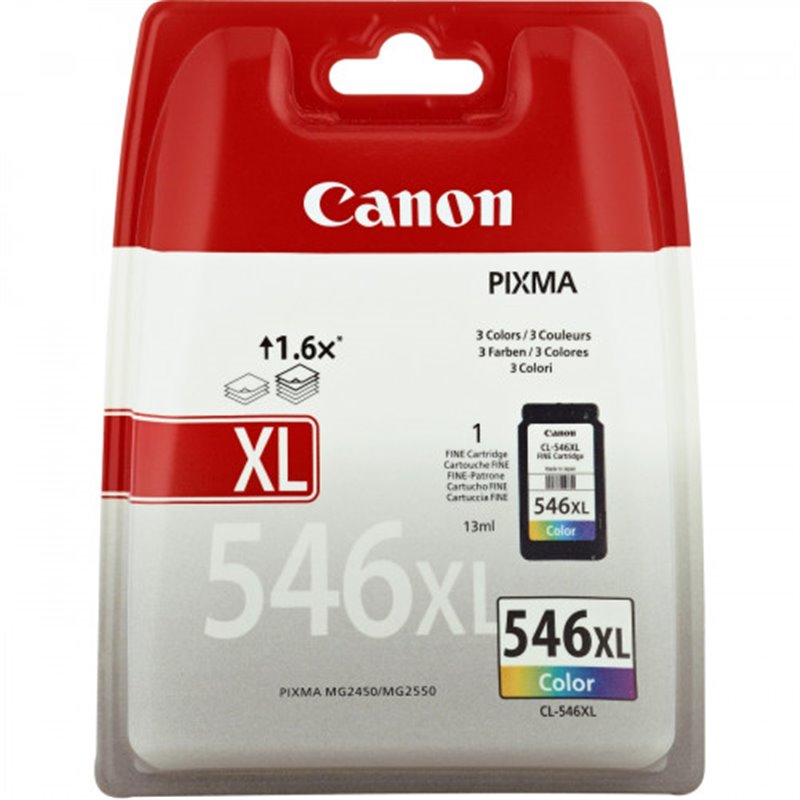 CANON CARTUCHO TINTA COLOR PIXMA CL-546XL MG2250/2255/25500 BLISTER Y ALARMA