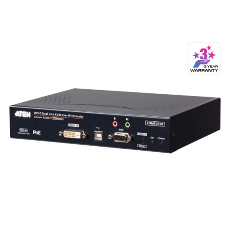 Aten Transmisor KVM por IP DVI-D dual link 2K con SFP dual y PoE