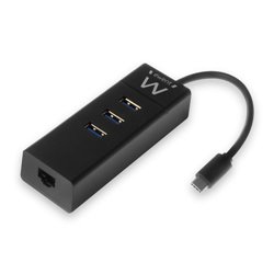 Ewent EW1141 hub de interfaz USB 3.2 Gen 1 (3.1 Gen 1) Type-C 5000 Mbit/s Negro