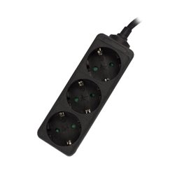 Ewent EW3959 base múltiple 1,5 m 3 salidas AC Interior Negro