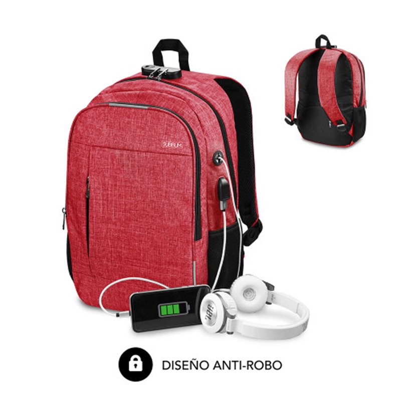 SUBBLIM Mochila para Portátil Urban Lock Backpack 16" Red