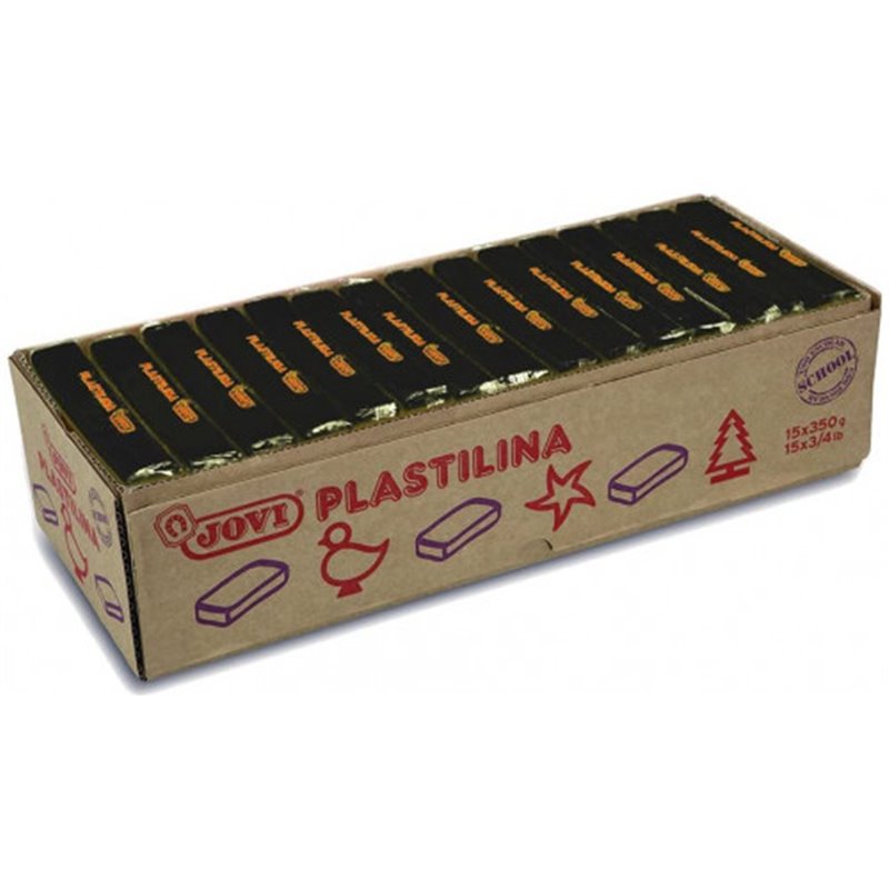 CAJA 15 PASTILLAS PLASTILINA 350 G - NEGRO JOVI 7215