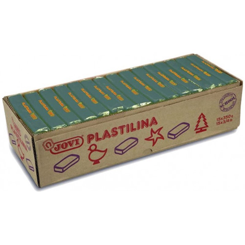 CAJA 15 PASTILLAS PLASTILINA 350 G - VERDE OSCURO JOVI 7211