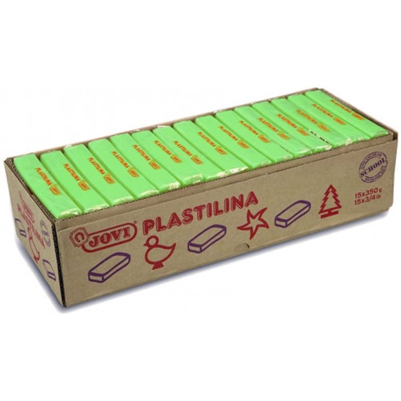 CAJA 15 PASTILLAS PLASTILINA 350 G - VERDE CLARO JOVI 7210