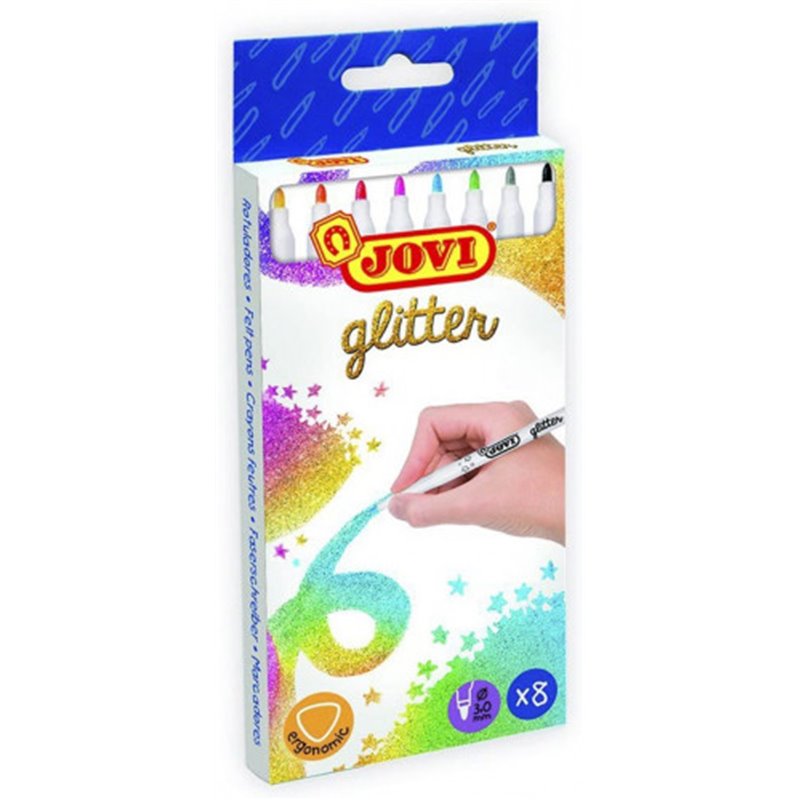 ESTUCHE 8 ROTULADORES GLITTER COLORES SURTIDOS JOVI 1608G