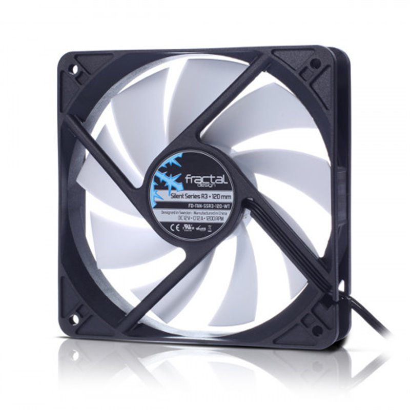 Fractal Design Silent Series R3 120 mm Carcasa del ordenador Ventilador 12 cm Negro, Blanco