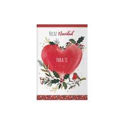 PACK 6 TARJETAS DE FELICITACIÓN NAVIDAD - TAMAÑO 11,5 X 17 CM - MODELO CORAZÓN DOHE 70019