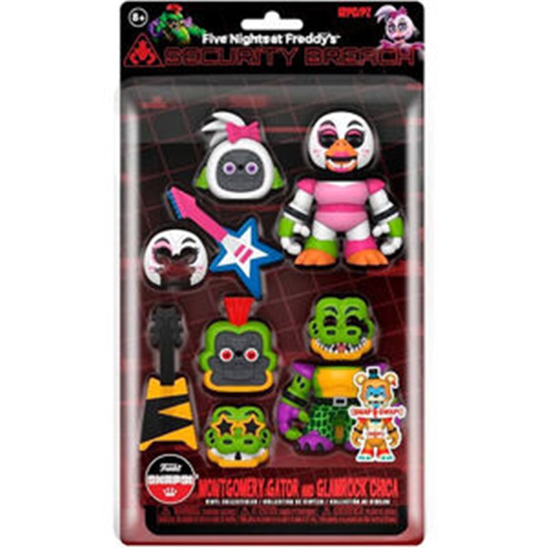 BLISTER 2 FIGURAS SNAPS! FIVE NIGHT AT FREDDYS MONTGOMERY GATOR AND GLAMROCK CHICA