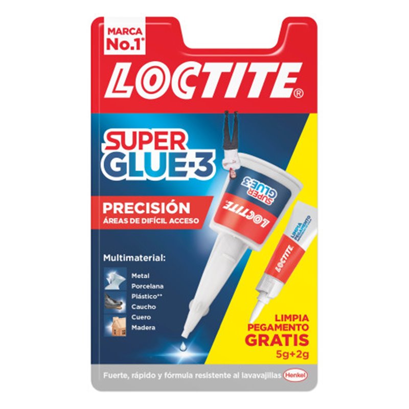 ADHESIVO INSTANTANEO SUPER GLUE-3 5GR + 2 GR.LIMPIA PEGAMENTO PRECISIÓN LOCTITE 2712223