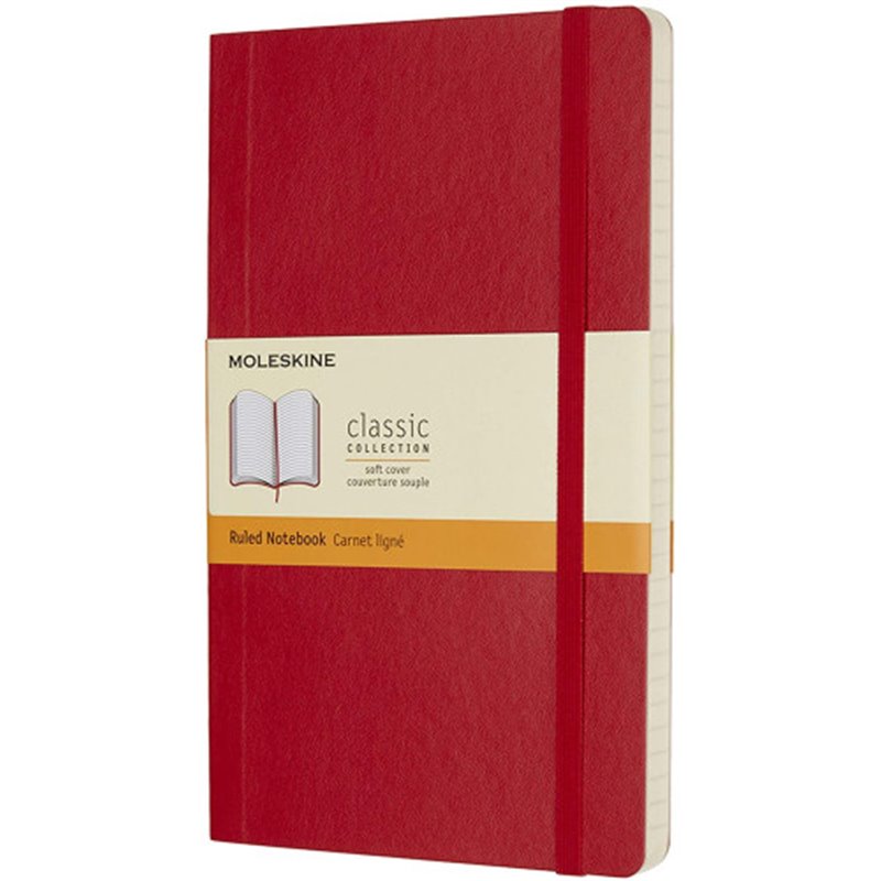 LIBRETA CLASICA TAPA BLANDA ROJO ESCARLATA L (13X21CM) RAYADA MOLESKINE QP616F2