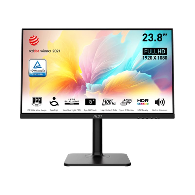 MSI MONITOR MODERN MD2412P. 23.8” (60CM). PLANO. IPS. 1920X1080 (FHD). 100HZ. NEGRO