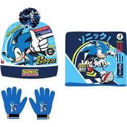 CONJUNTO GORRO GUANTES BRAGA CUELLO SONIC THE HEDGEHOG