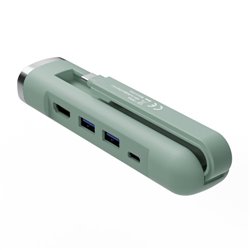 Ewent EW1148 base para portátil y replicador de puertos Alámbrico USB 3.2 Gen 1 (3.1 Gen 1) Type-C Verde