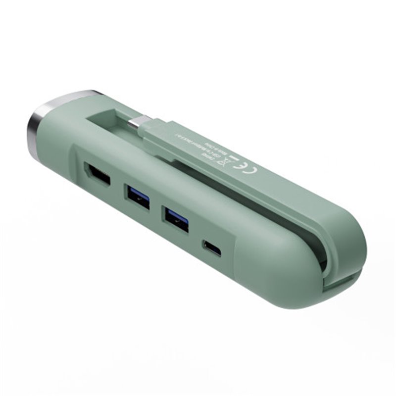 Ewent EW1148 base para portátil y replicador de puertos Alámbrico USB 3.2 Gen 1 (3.1 Gen 1) Type-C Verde