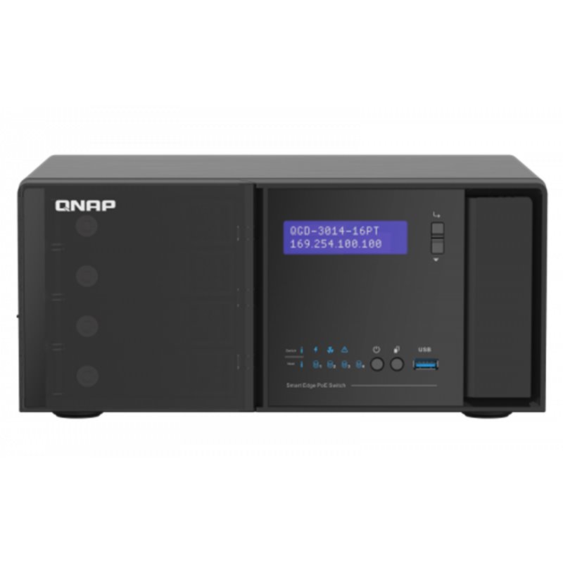 QNAP QGD-3014-16PT-8G switch Gestionado Gigabit Ethernet (10/100/1000) Energía sobre Ethernet (PoE) Negro