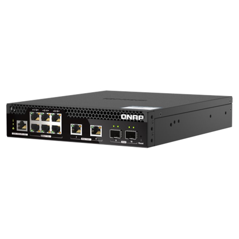 QNAP QSW-M2106PR-2S2T switch Gestionado L2 10G Ethernet (100/1000/10000) Energía sobre Ethernet (PoE) 1U Negro