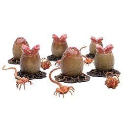 Set 6 figuras Ovomorfos y Facehuggers Alien