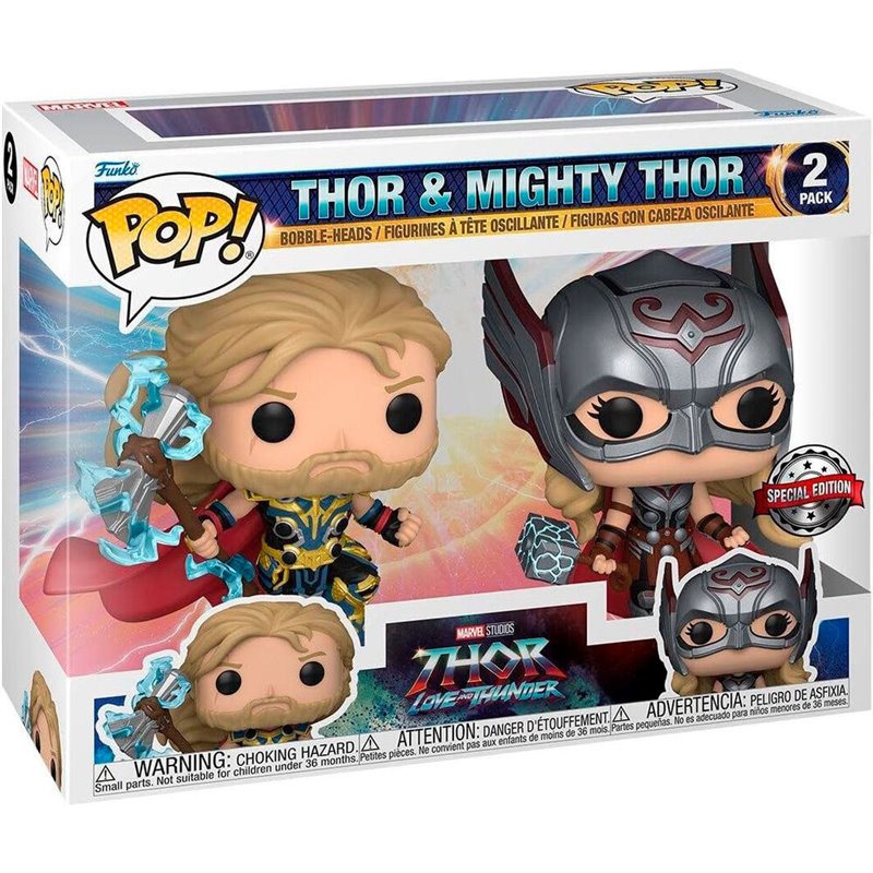 Blister 2 figuras POP Marvel Thor Love and Thunder Thor & Mighty Thor Exclusive