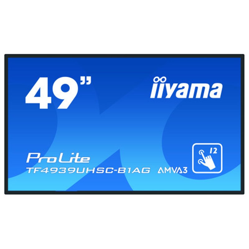 iiyama ProLite TF4939UHSC-B1AG monitor pantalla táctil 124,5 cm (49") 3840 x 2160 Pixeles Multi-touch Multi-usuario Negro