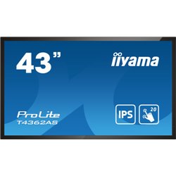 iiyama T4362AS-B1 pantalla de señalización Panel plano interactivo 108 cm (42.5") IPS 500 cd / m² 4K Ultra HD Negro Pantalla tác