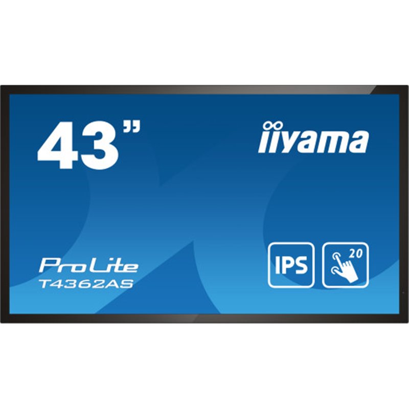 iiyama T4362AS-B1 pantalla de señalización Panel plano interactivo 108 cm (42.5") IPS 500 cd / m² 4K Ultra HD Negro Pantalla tác