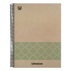 CUADERNO RECICLADO A4 KRAFT SOFT TAPA DURA 100 HOJAS 90GR CUADRICULA 5X5 MM VERDE UNINATURE 88500520