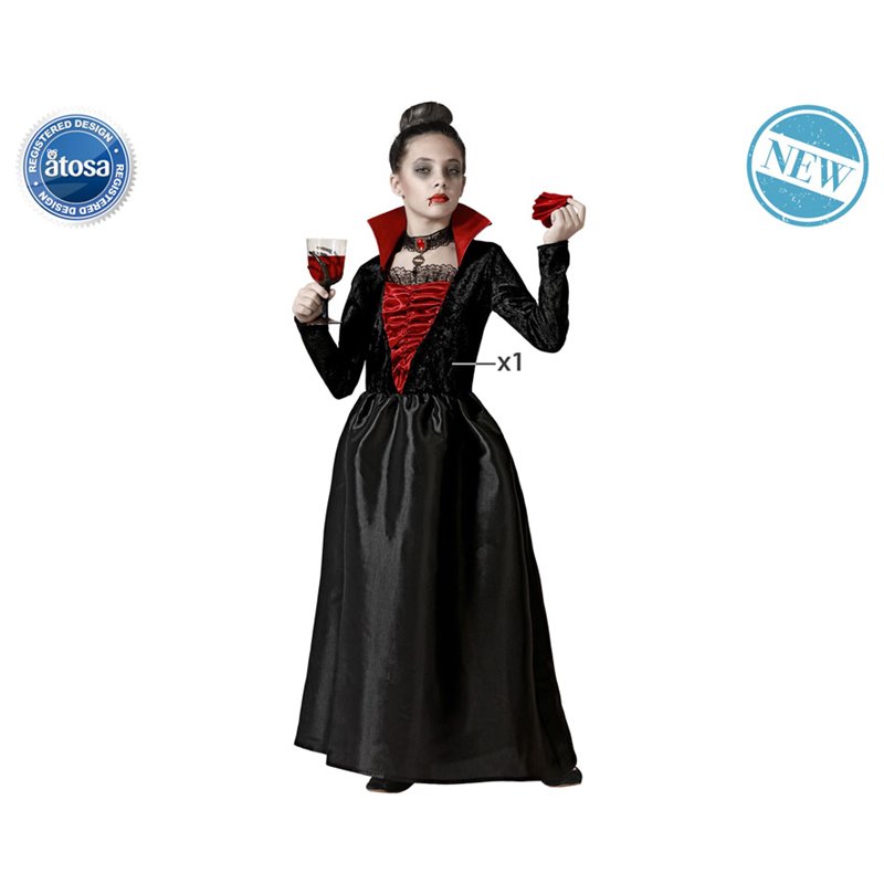 DISFRAZ VAMPIRESA ELEGANTE NEGRO NIÑA INFANTIL