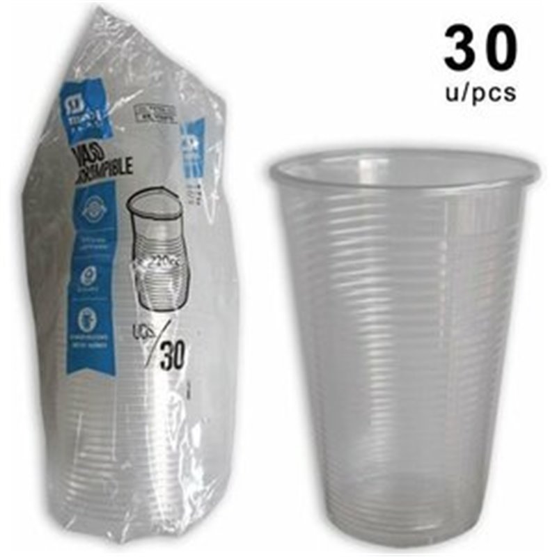 VASO PLASTICO x 30 TRANSPARENTE 220 C.C.