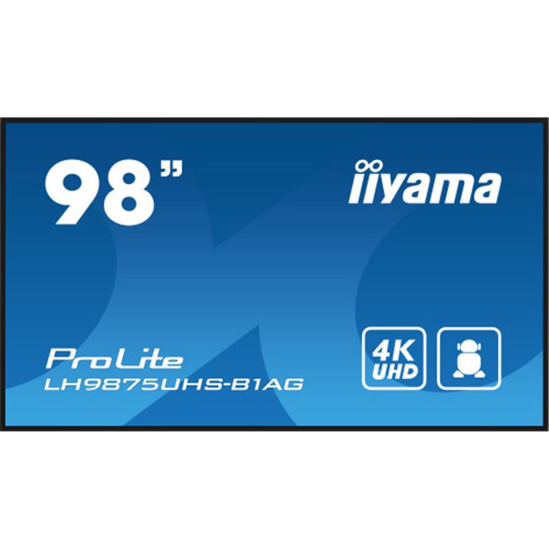 iiyama PROLITE Pizarra de caballete digital 2,49 m (98") LED Wifi 500 cd / m² 4K Ultra HD Negro Procesador incorporado Android 1