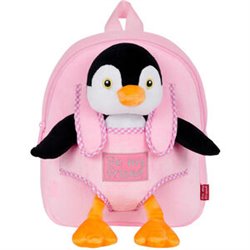 MOCHILA REVERSIBLE + PELUCHE PEGGIE PINGUINO 27CM