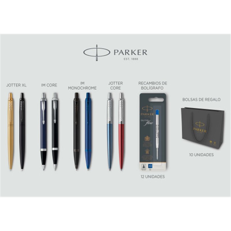 LOTE ESCRITURA PARKER 8 PIEZAS (6+2 DE REGALO) 12 RECAMBIOS + 10 BOLSAS REGALO PARKER 2197098