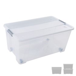 CAJA DE ALMACENAJE CON TAPA Y RUEDAS 61 LITROS 40X68X31CM PP TRANSPARENTE ARCHIVO 2000 CP1482061 CS TP