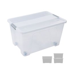 CAJA DE ALMACENAJE CON TAPA Y RUEDAS 52 LITROS 40X57X32CM PP TRANSPARENTE ARCHIVO 2000 CP1482052 CS TP