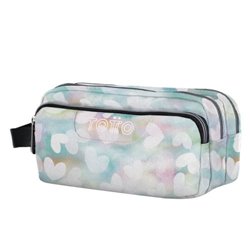 ESTUCHE ESCOLAR TRES COMPARTIMENTOS CORAZONES PASTEL TOTTO AC52ECO009-2311Z-4HX