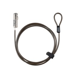 TooQ Cable de Seguridad Tipo NANO con Combinación para Portátiles 1.5 metros, Gris Oscuro