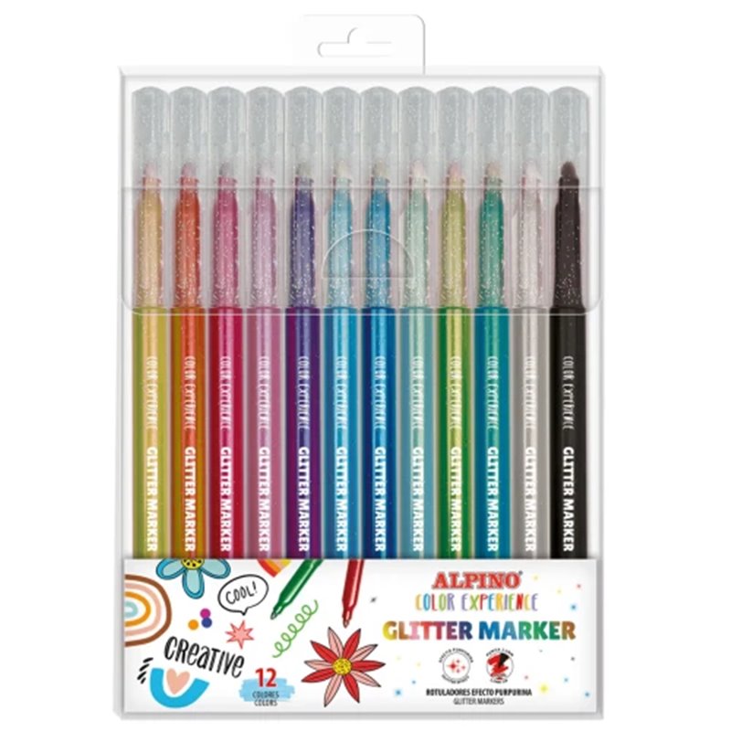 ESTUCHE 12 GLITTER MARKER COLOR EXPERIENCE ALPINO AR001084