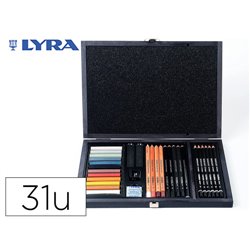 SET DIBUJO CAJA DE MADERA 31 UDS. LYRA L2054002